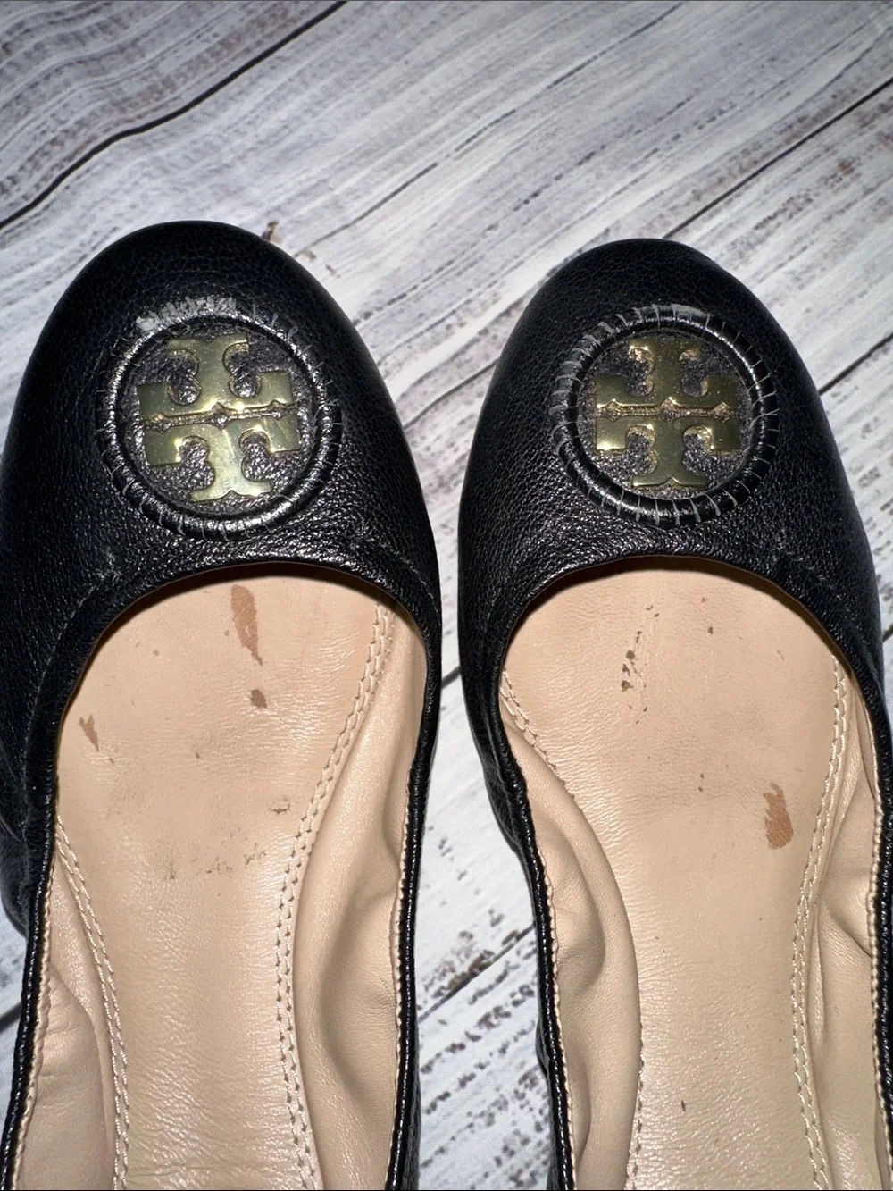 Tory Burch Allie Ballet Napa Leather Black Sz. 8